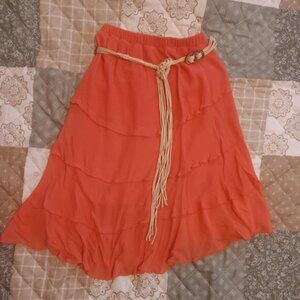 IZByer Coral Ruffle Casual Skirt